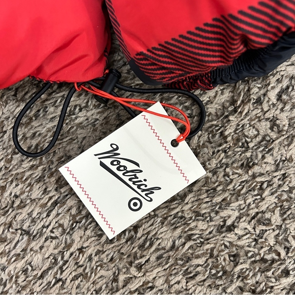 Woolrich x Target Buffalo Check Puffer Jacket Red Black NWT - Picture 2 of 10